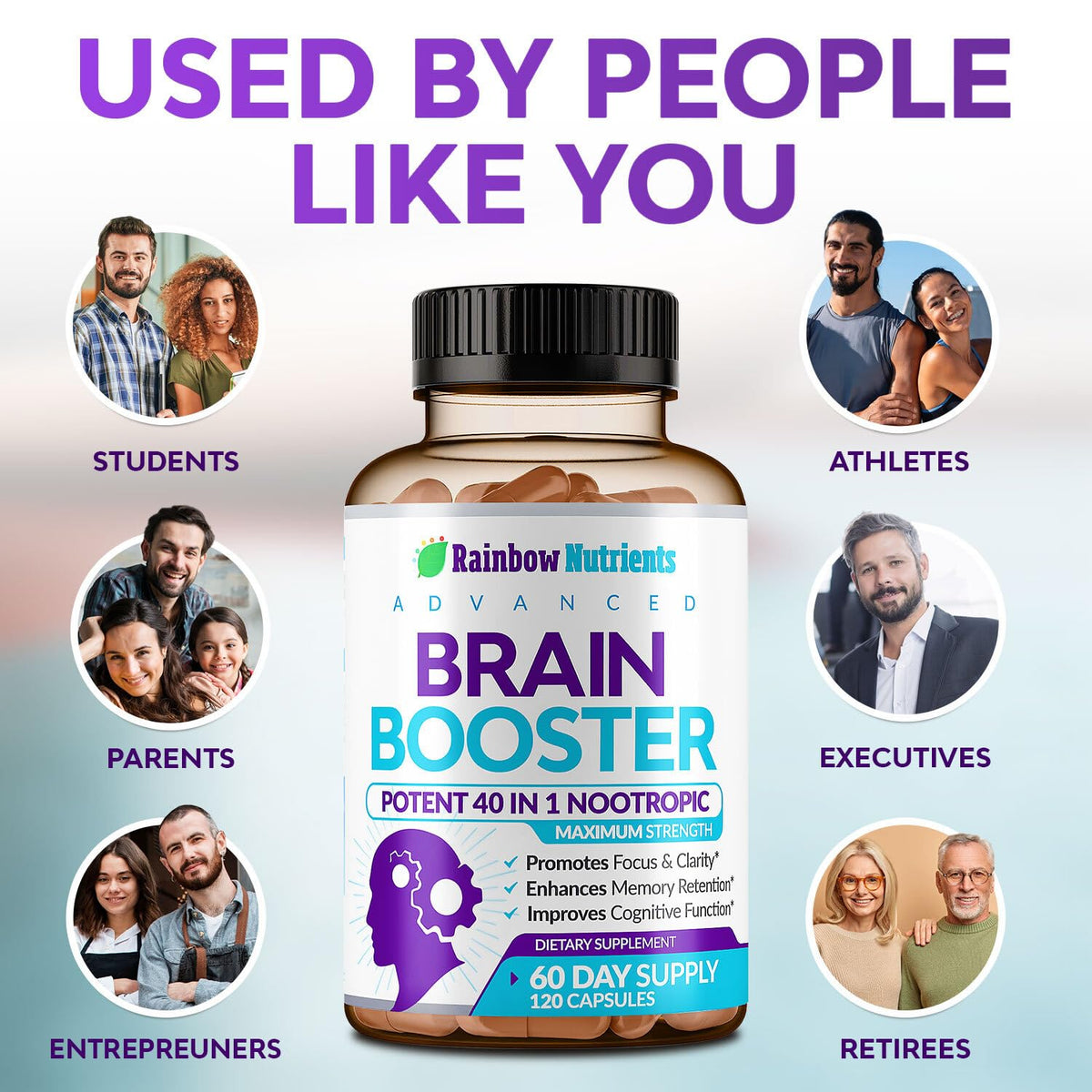 120 V Capsules Brain Support Supplement with DMAE O73377