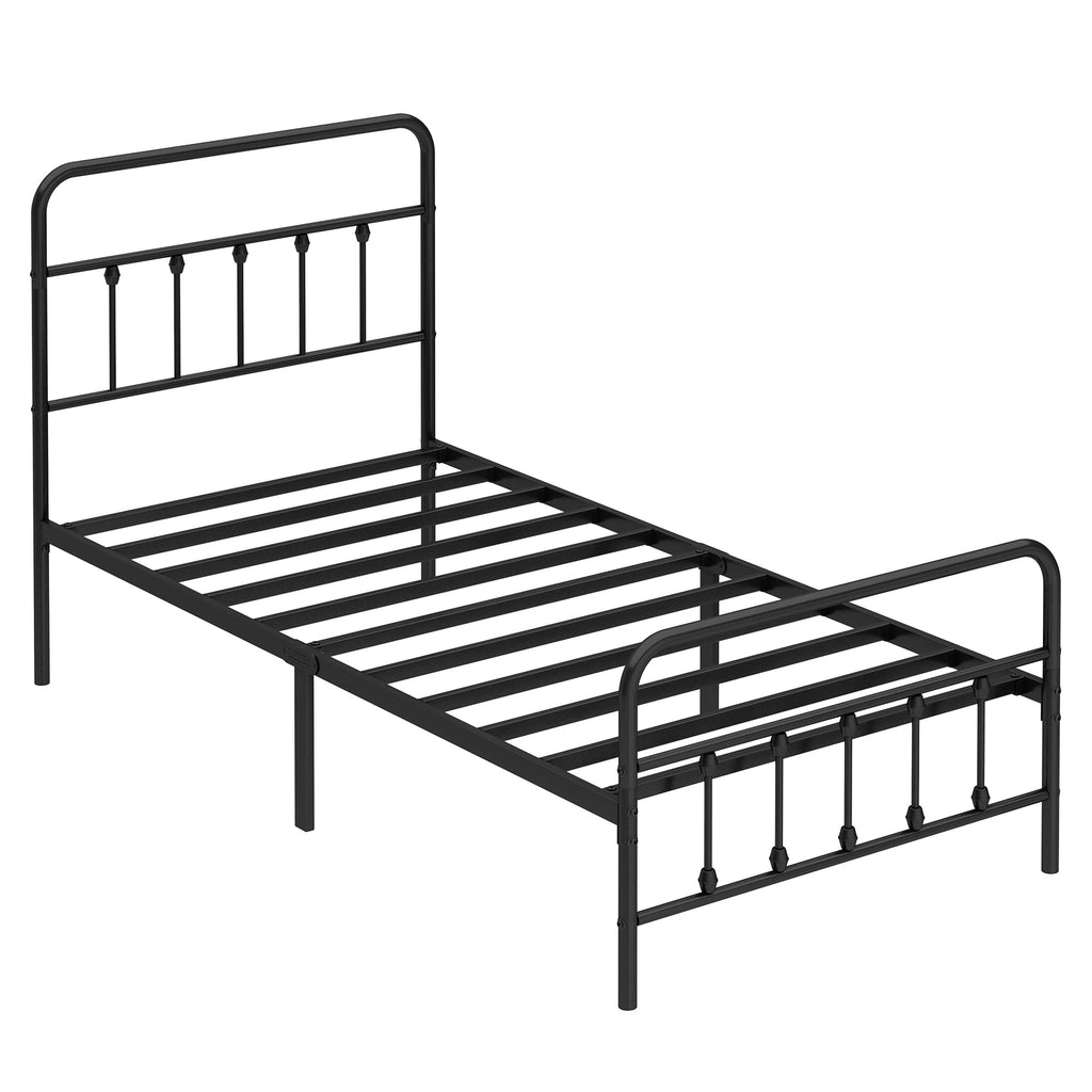 Twin Size Metal Bed Frame with Headboard and Footboard W9545