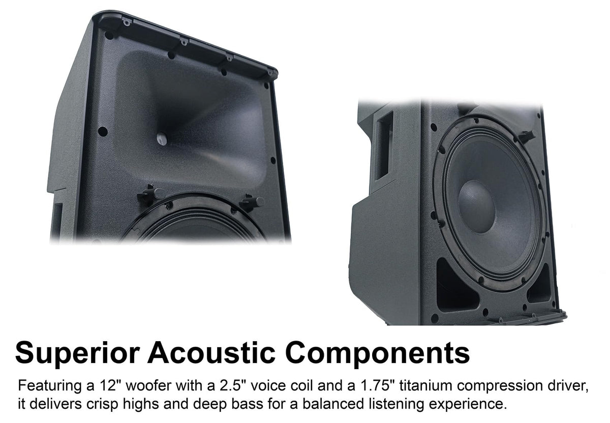 12" Powered DJ PA Speaker with Stand Q4411