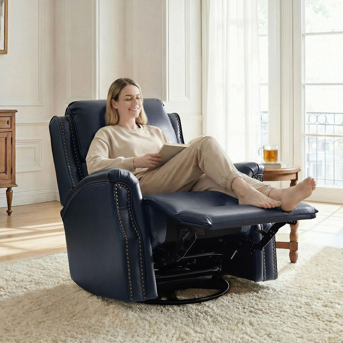 Navy Swivel Rocking Recliner N35622
