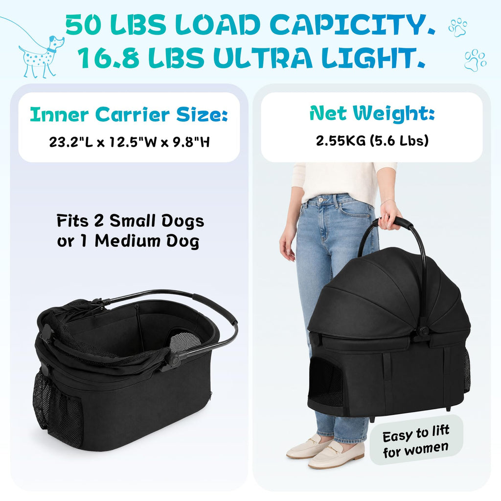 3-in-1 Pet Stroller Black Q6062