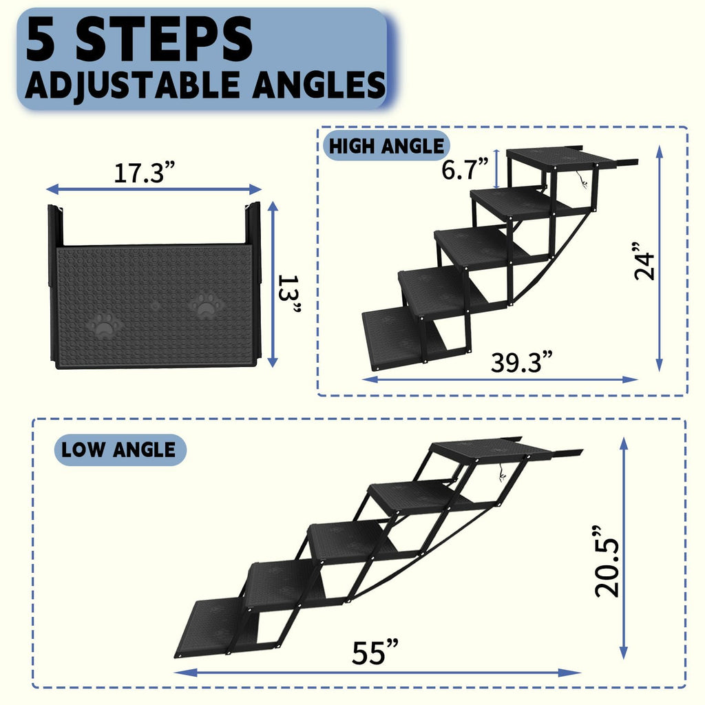 5-Step Foldable Non-Slip Plastic Dog Steps D4259