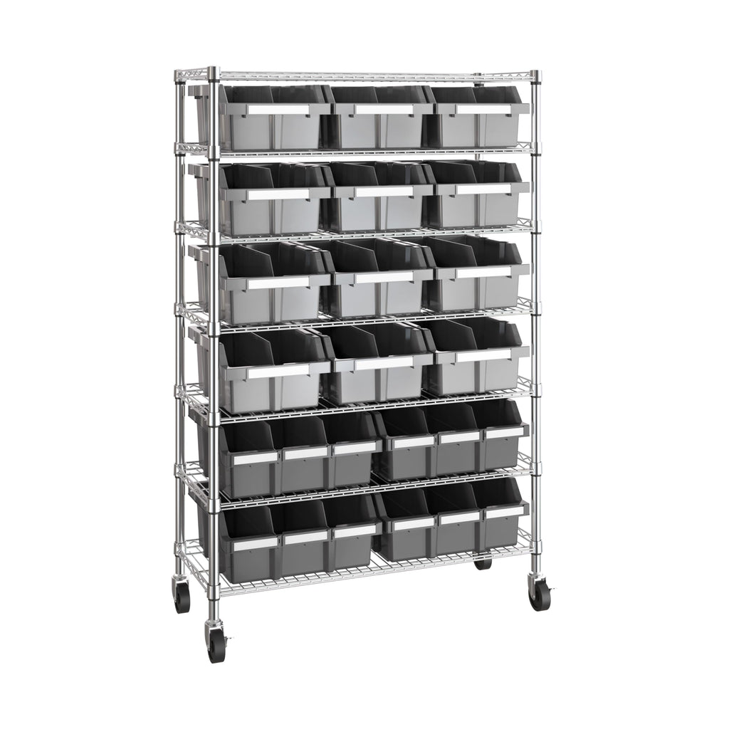 7-Tier 16-Bin Steel Wire Shelving Rack A62967