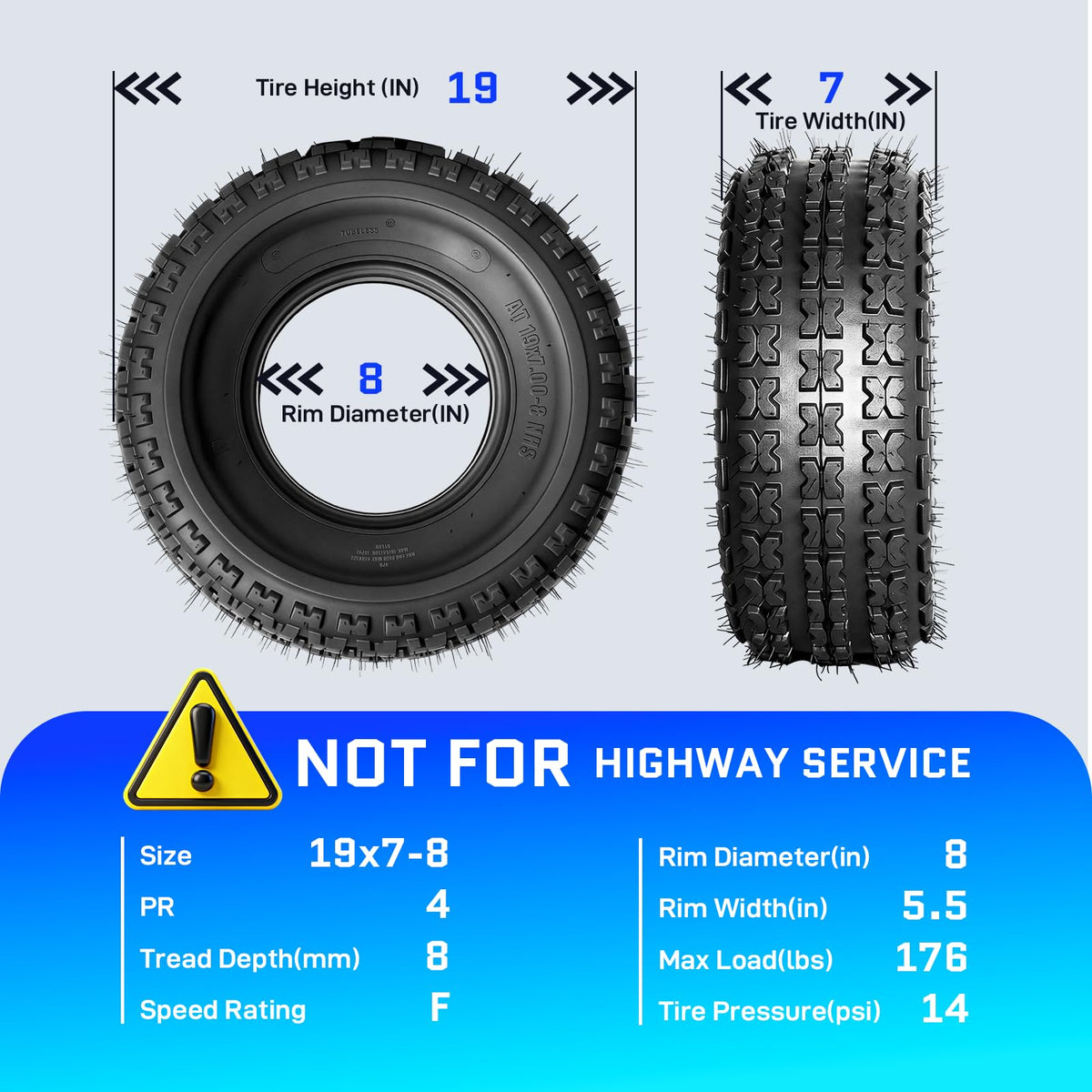 19x7-8 ATV UTV Tires Set of 2 K131579