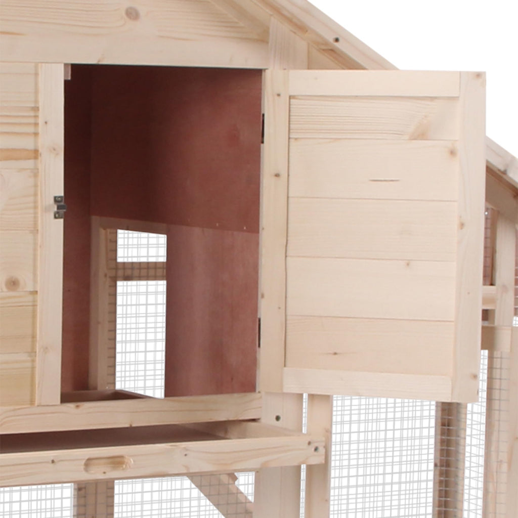 55" 2-Tier Wooden Rabbit Hutch with Ramp S635641