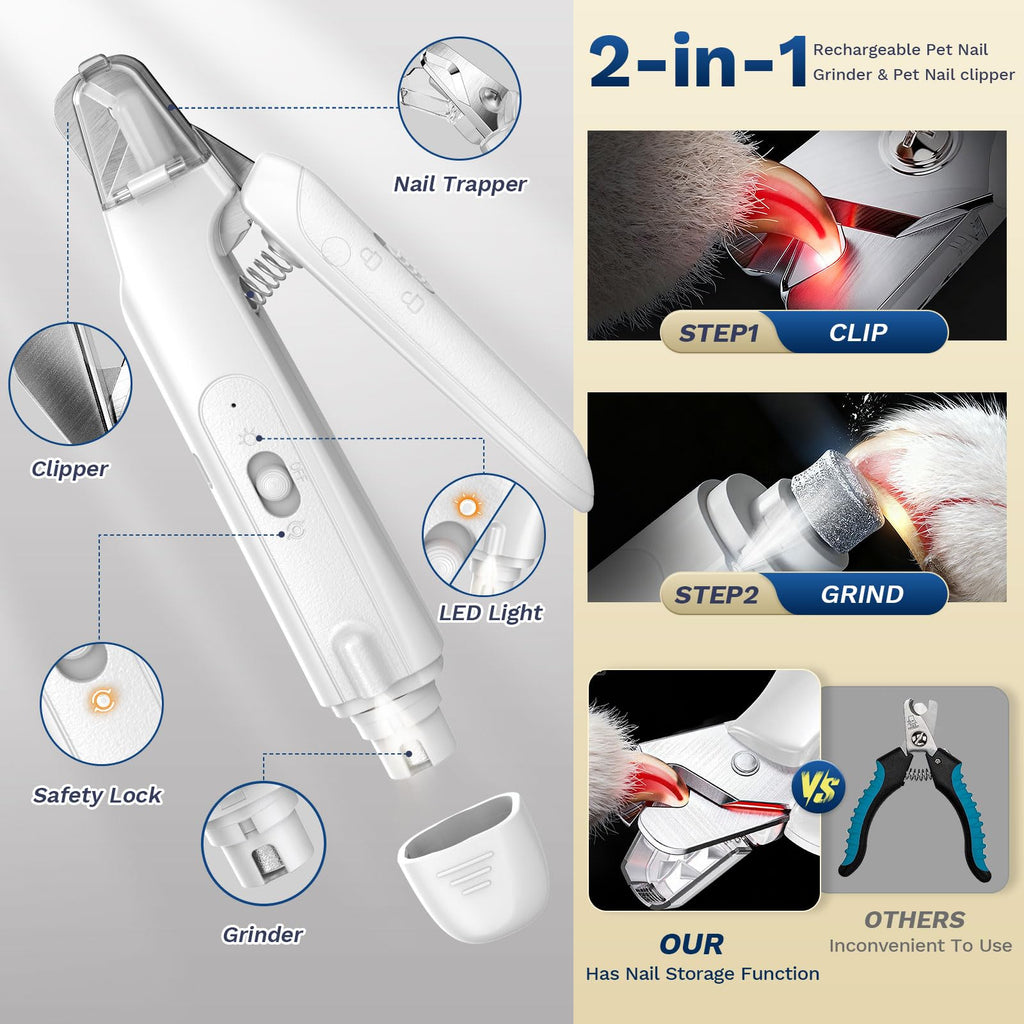 2-in-1 Dog Nail Clippers & Grinder with LED Light J783784