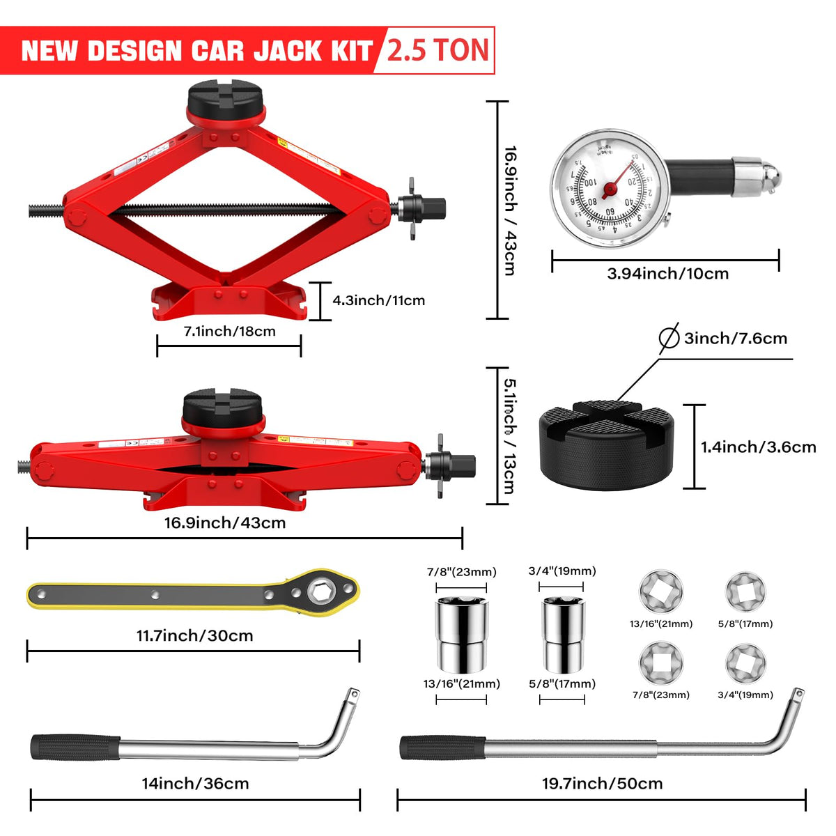 2.5 Ton Car Jack Kit with Lug Wrench Q266471