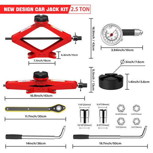2.5 Ton Car Jack Kit with Lug Wrench Q266471