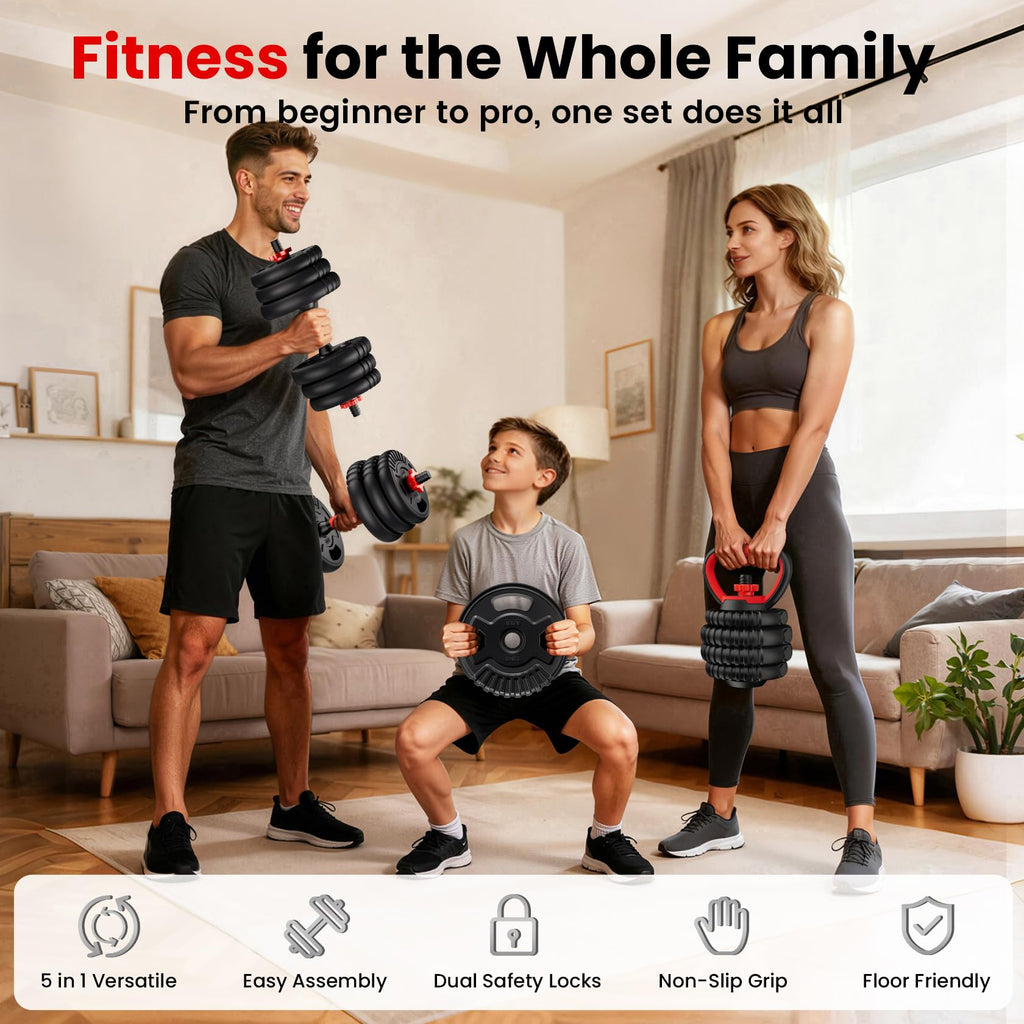 Adjustable Dumbbell Set 22/33/45/70/90lb Free Weight Set with Connector W816