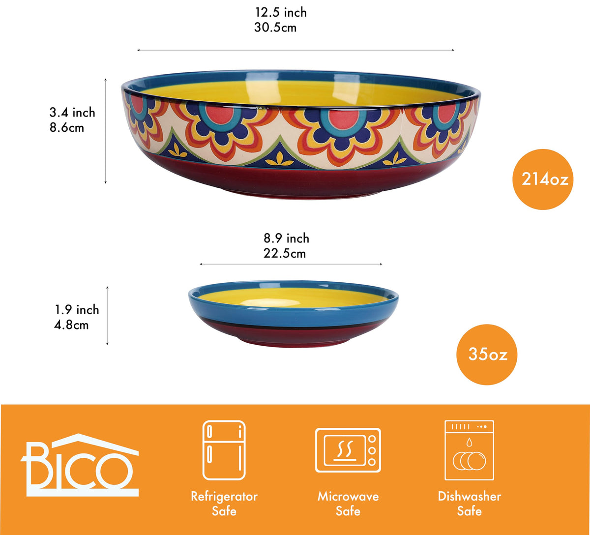 Ceramic Pasta Bowl Set of 5, Microwave & Dishwasher Safe Q78610