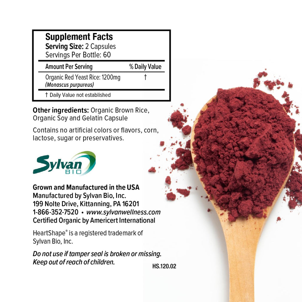 Red Yeast Rice Supplement 1,200 mg Organic Non-GMO 120 Capsules P5432