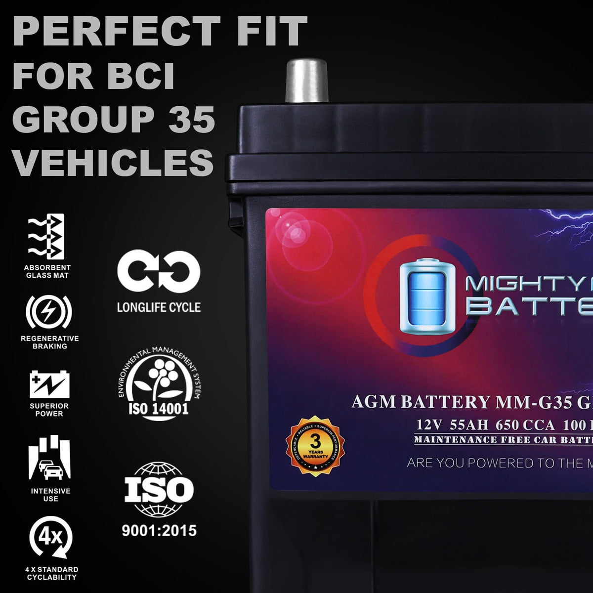 12V 55Ah AGM Replacement Battery W426