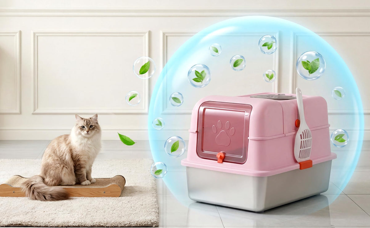 Fully Enclosed Stainless Steel Cat Litter Box with Lid R141900