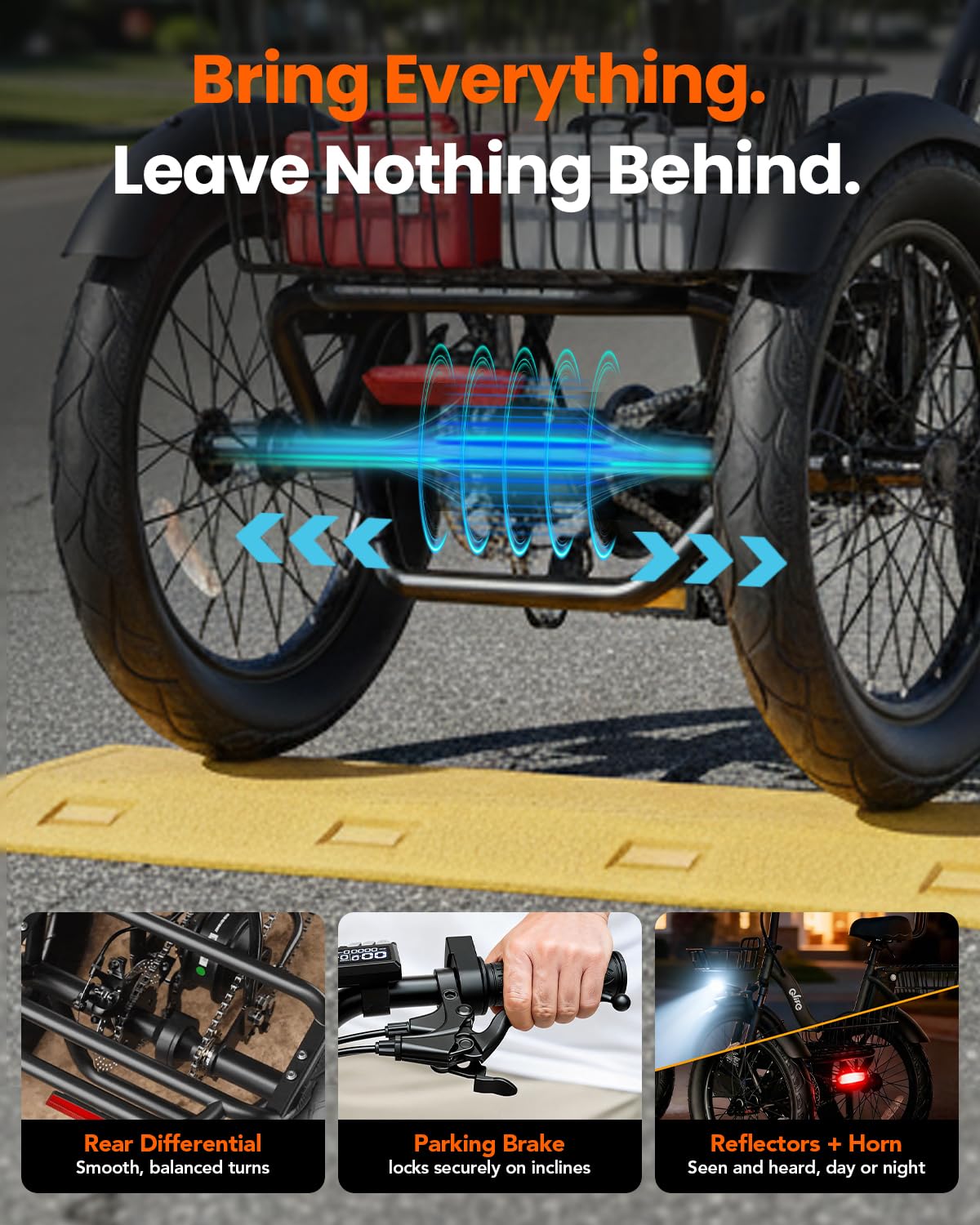1200W Folding Electric Trike with Cargo Rack S11988