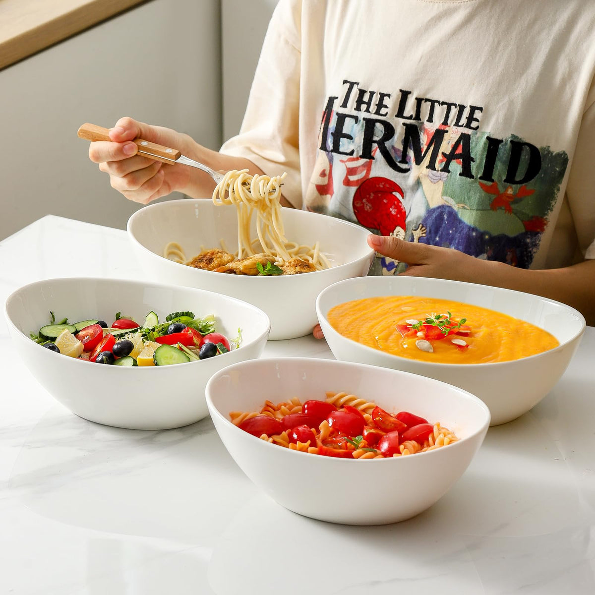 40 OZ Ceramic Salad Bowls Set of 4 G278