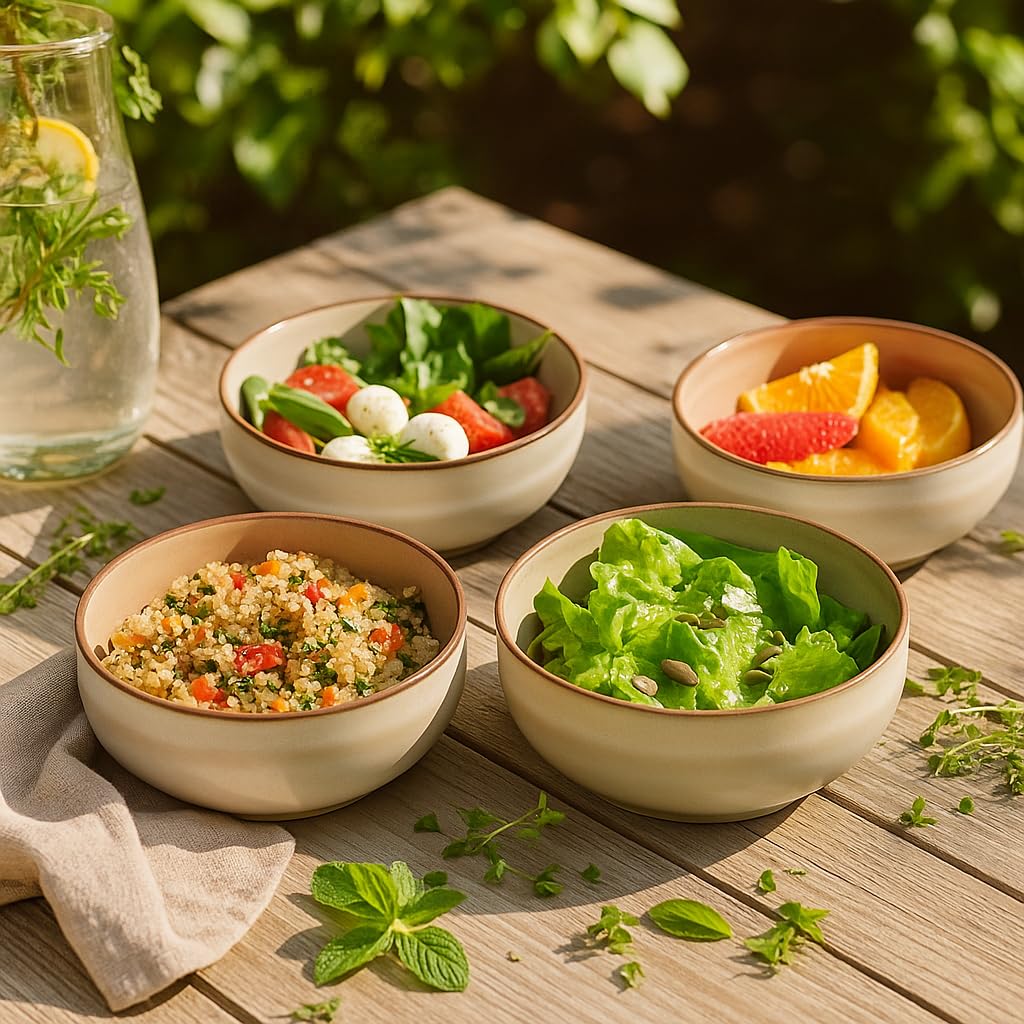 Stoneware Ceramic Cereal Bowls Set of 4, 21 oz Y89892
