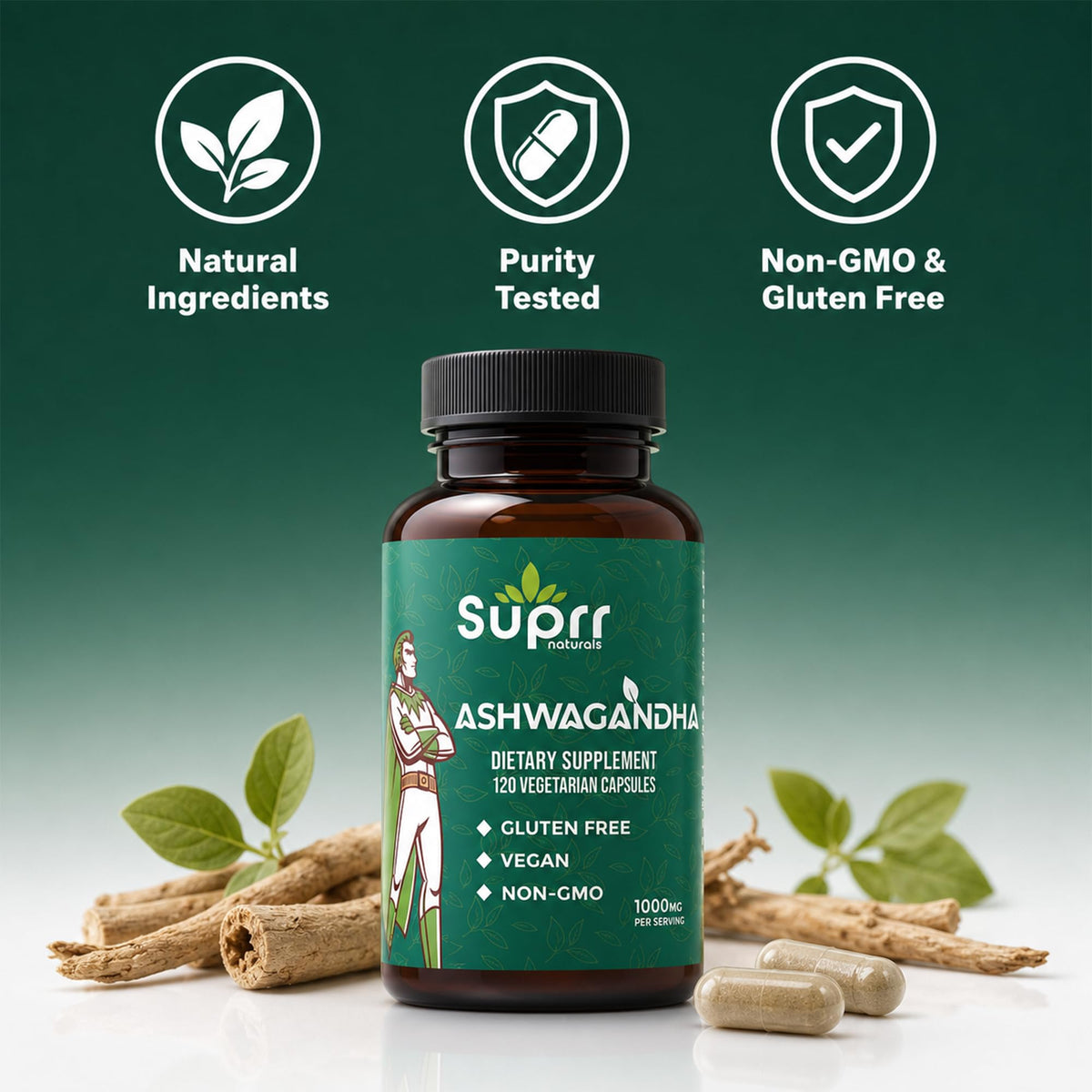 Ashwagandha 1000mg Supplement 120 Capsules E177