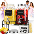 2 PCS 1 Gallon Glass Drink Dispensers with Stand & Fruit Infuser H8862