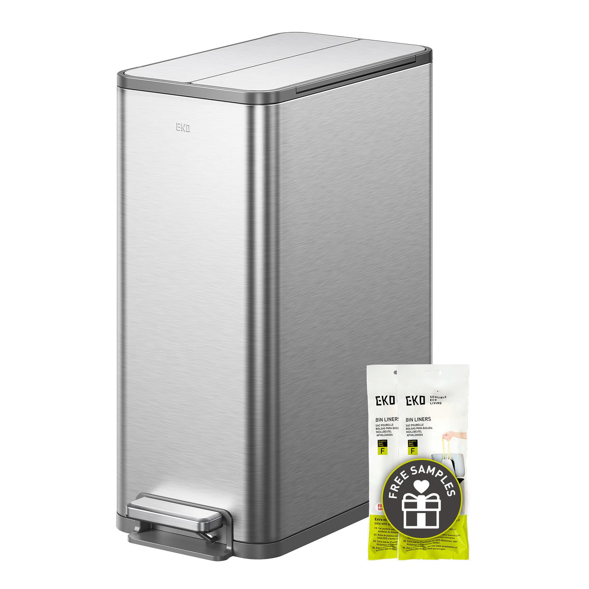 50L Stainless Steel Slim Step Trash Can T50454