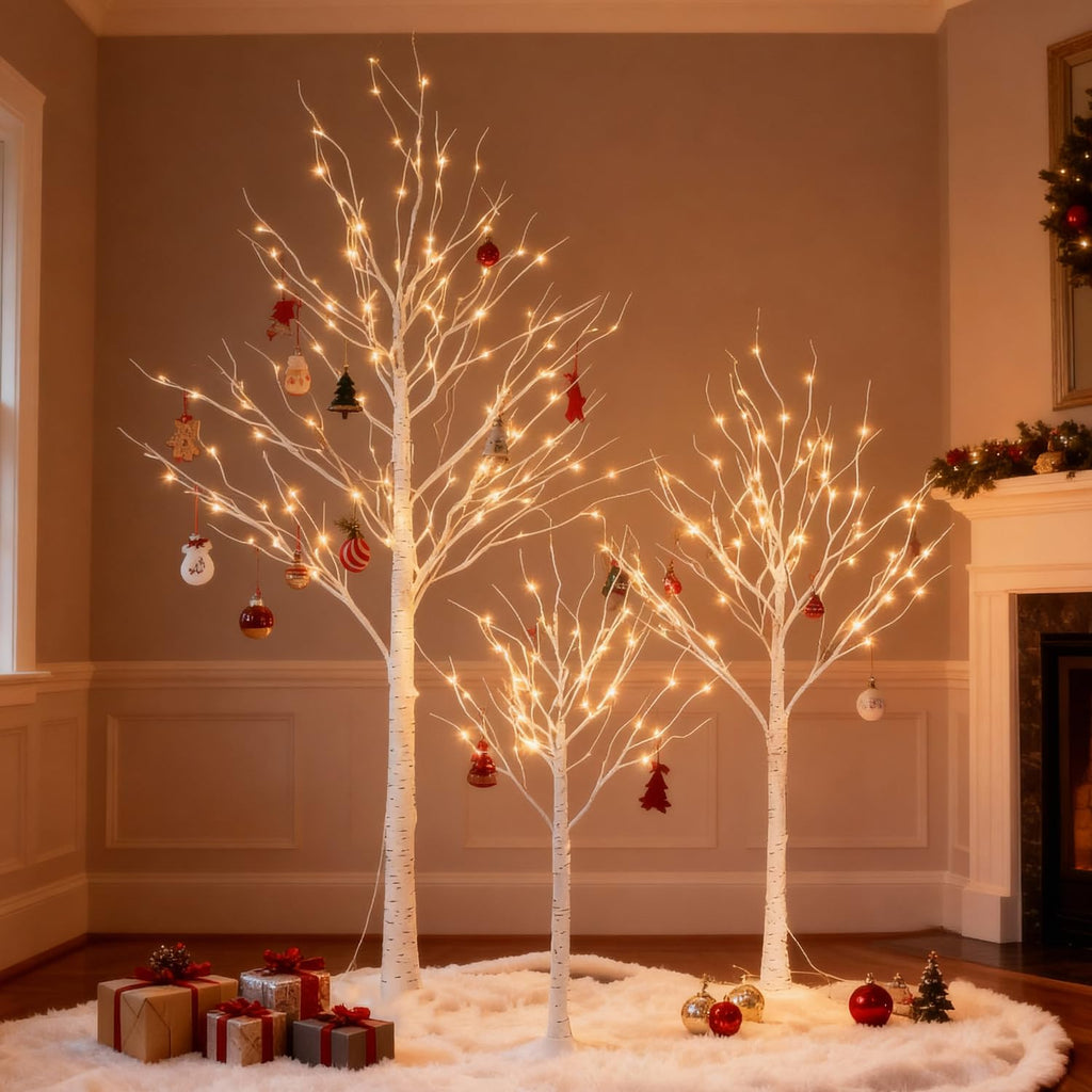 LED Birch Tree Light Set 4ft 6ft 8ft Warm White 3-Pack R155687