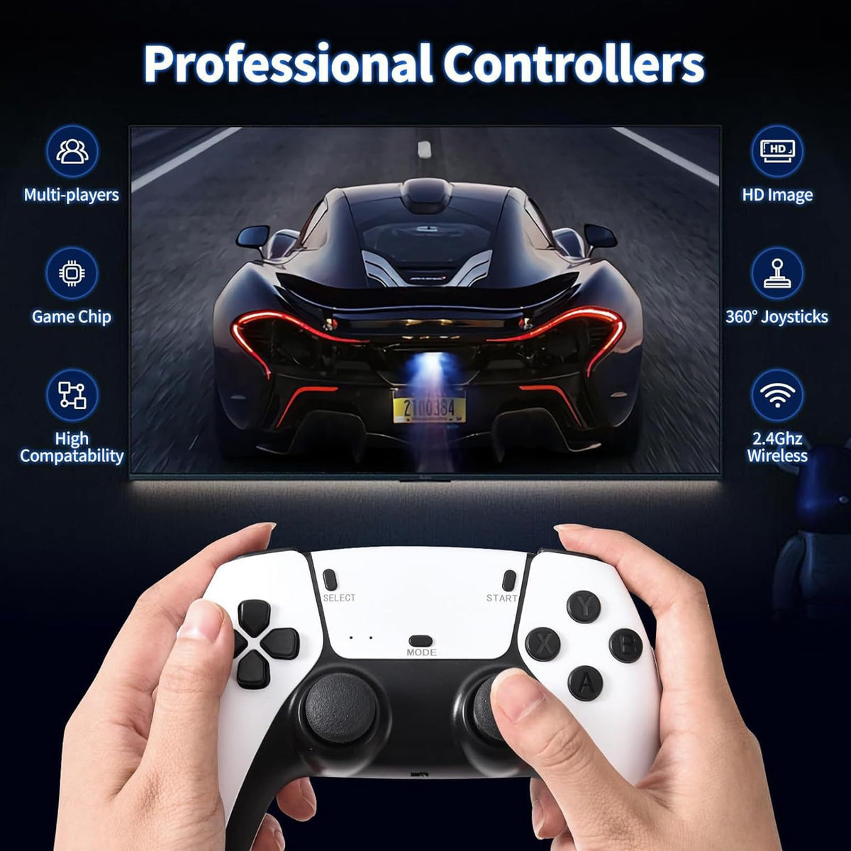 Wireless Retro Game Stick with 20000+ Classic Games, 4K HDMI, Dual 2.4G Controllers, 128GB Y60646