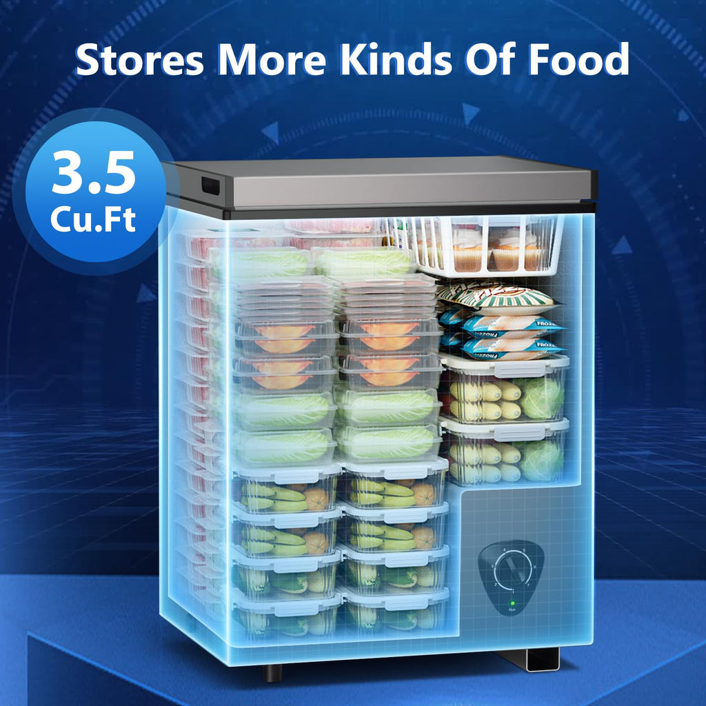 3.5 Cubic Feet Grey Chest Freezer with Removable Basket W12785