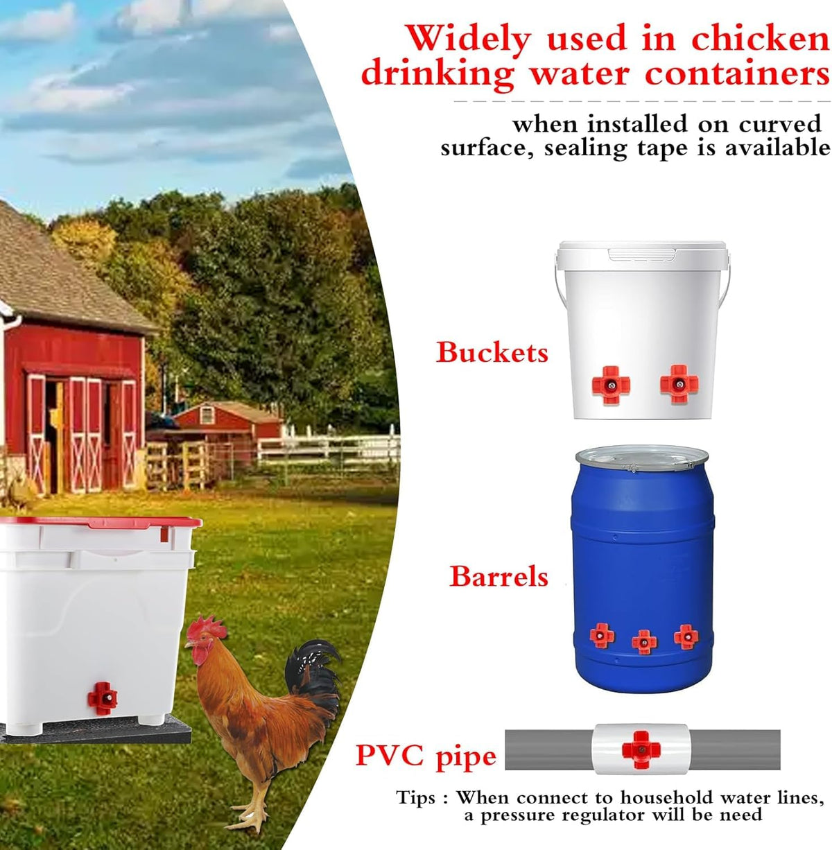12 Pcs Leakproof Poultry Watering System T96478