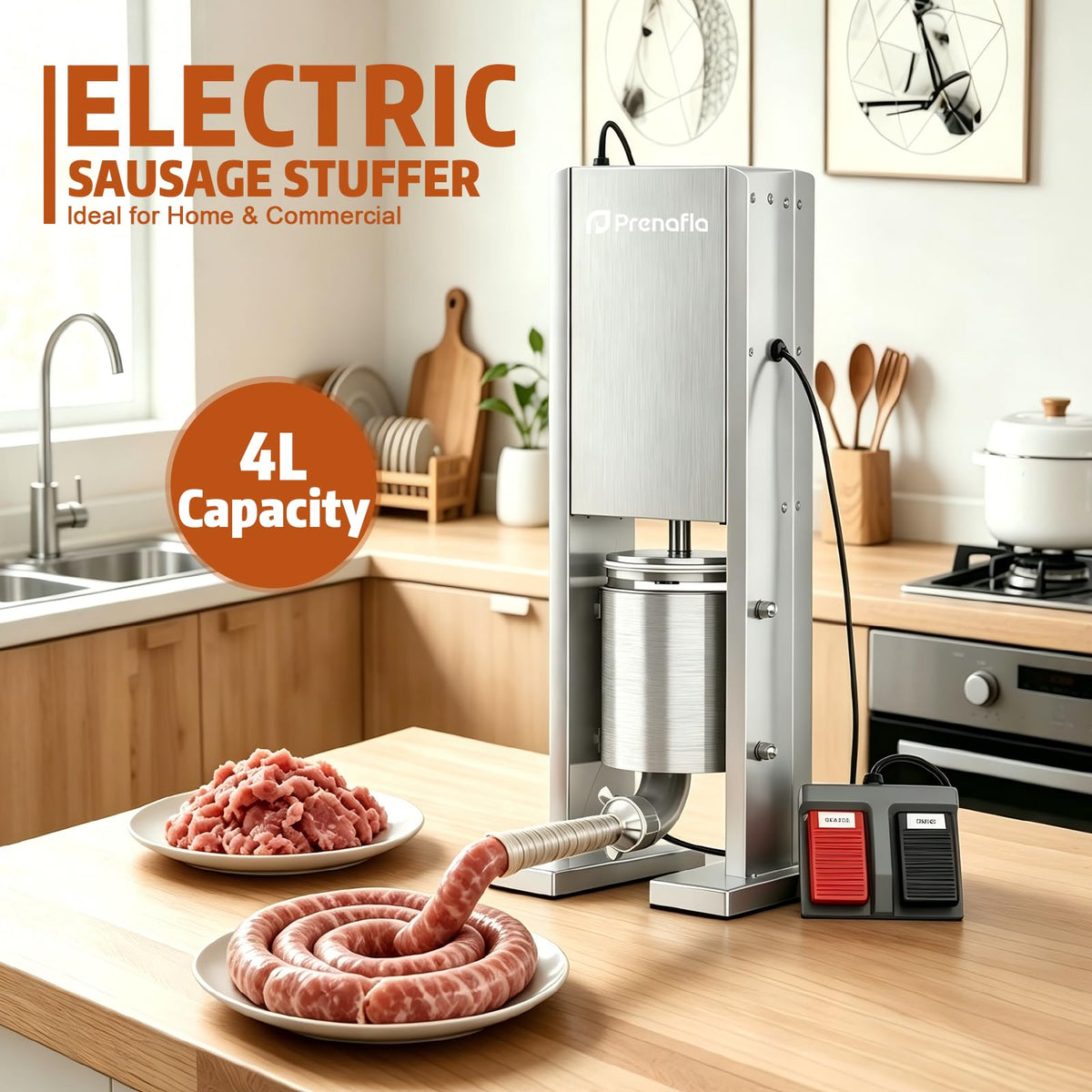 8 LB Vertical Electric Sausage Stuffer S822