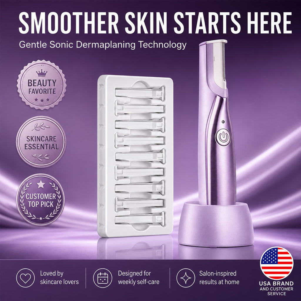 Sonic Dermaplaning Tool with LED Light, Rechargeable Facial Hair Remover E87383