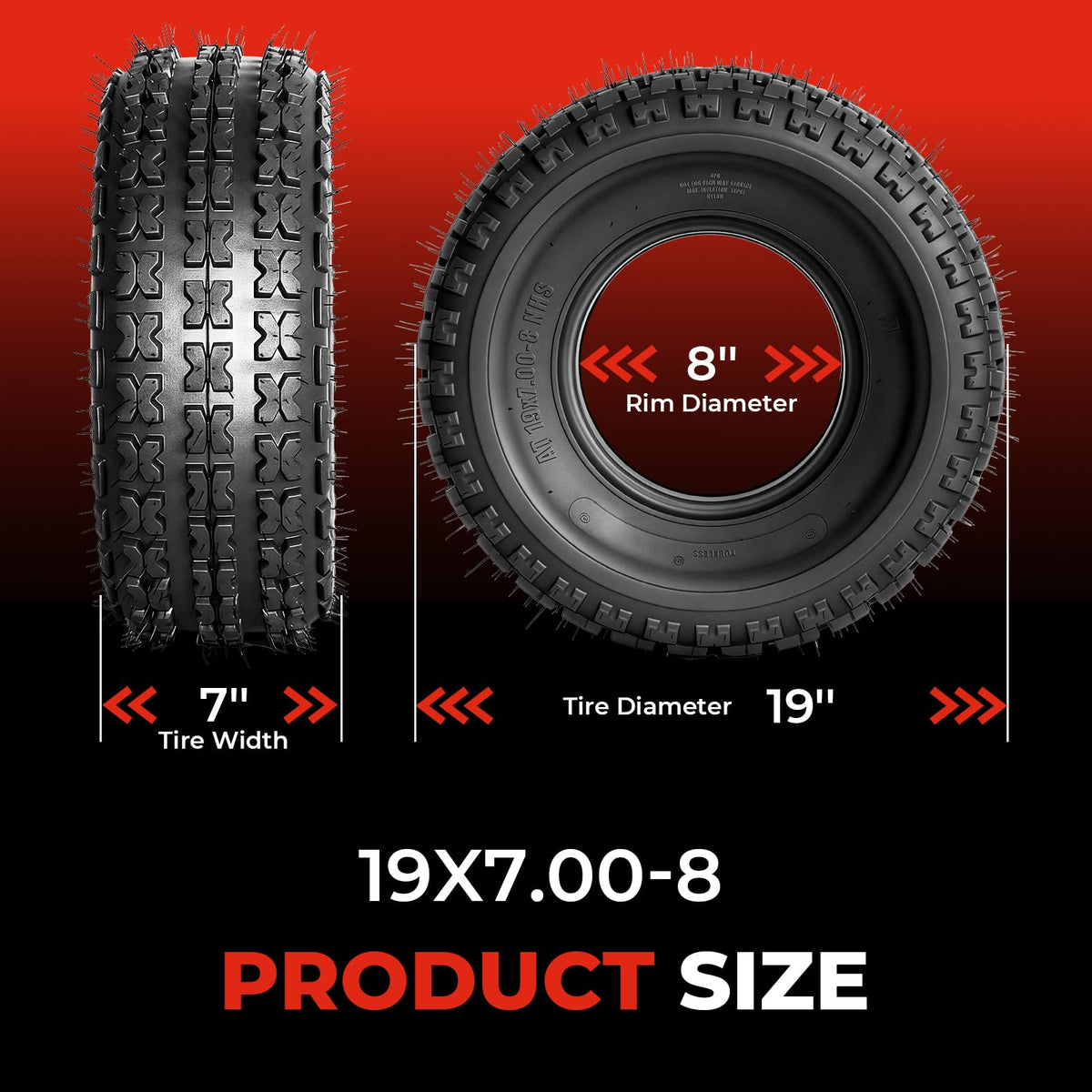 Set of 2 19x7-8 ATV UTV Tires N422