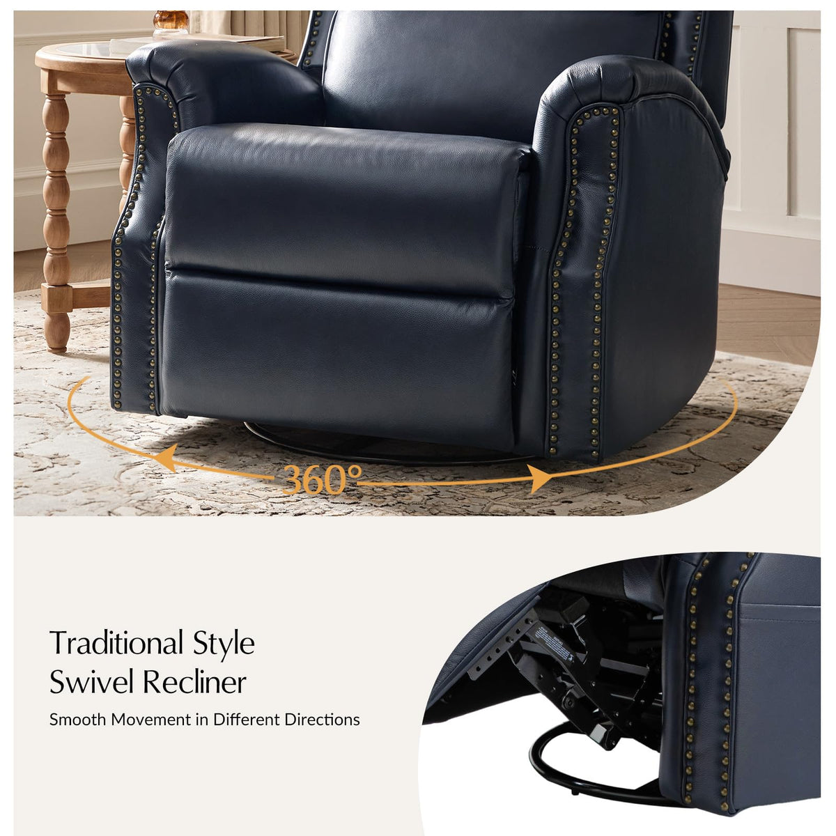 Navy Swivel Rocking Recliner N35622