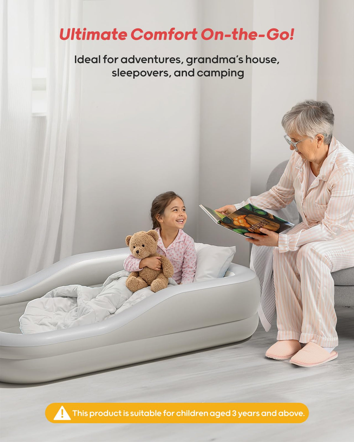 Inflatable Toddler Travel Bed Extra Large Gray U401569