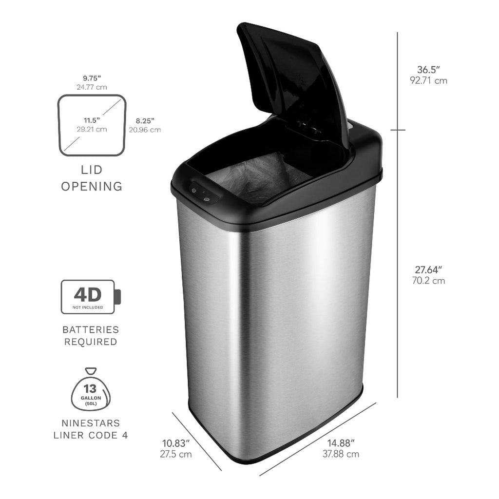 Automatic Motion Sensor Trash Can 13.2 Gal. Stainless Steel G7480
