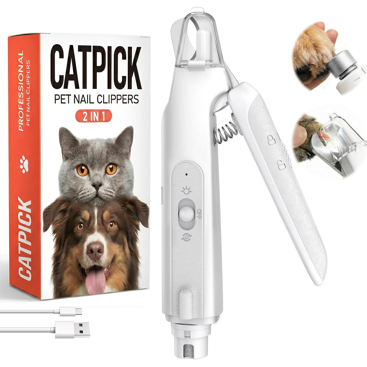 2-in-1 Dog Nail Clippers & Grinder with LED Light J783784