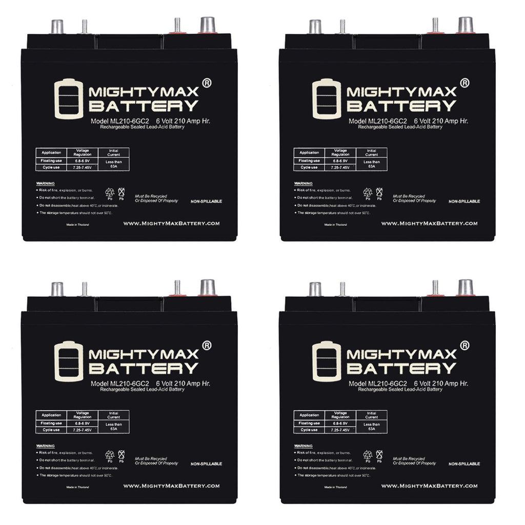 6V 210AH Dual Terminal SLA Replacement Battery 4 Pack O607222