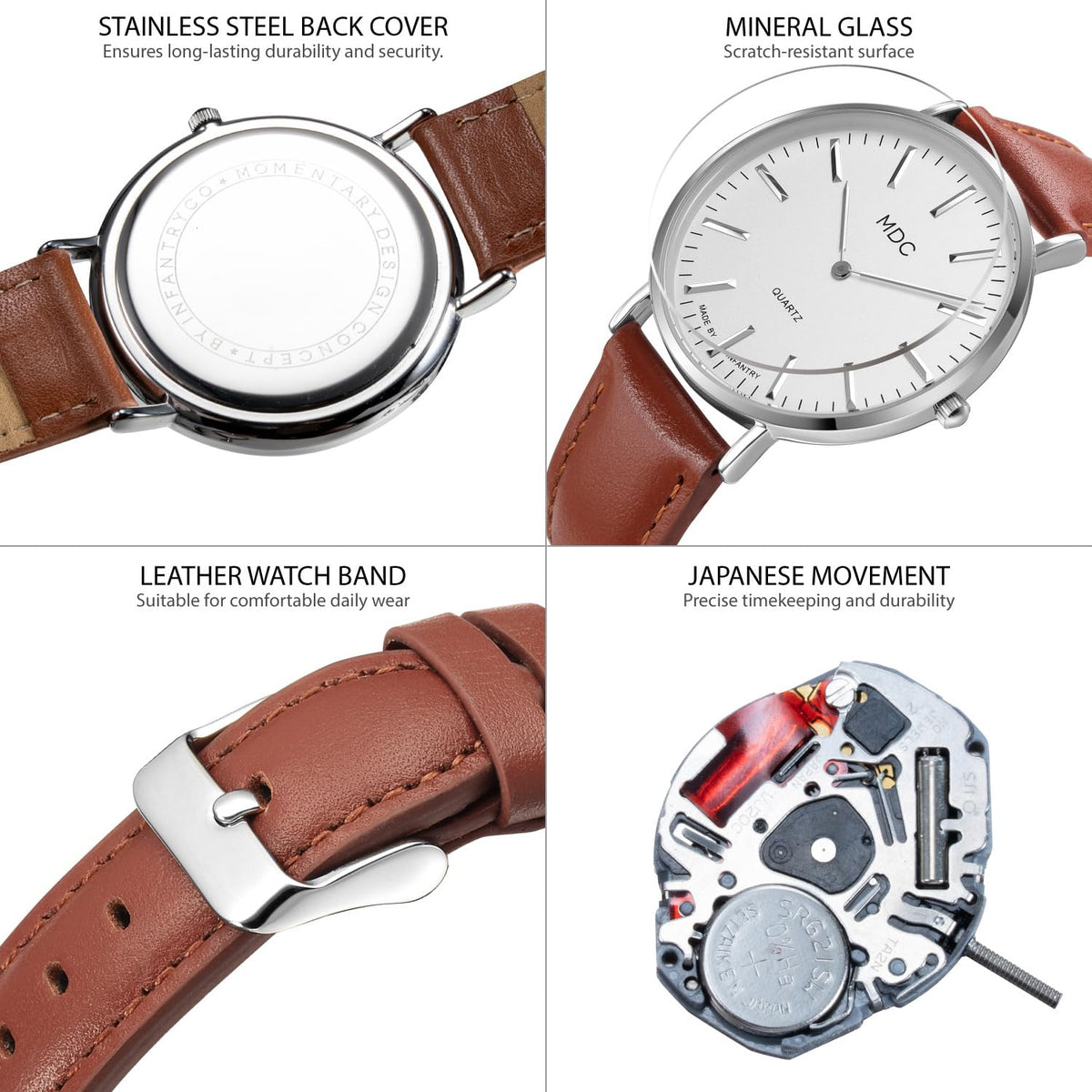 Minimalist Dress Watch Ultra Thin Leather Band W117279
