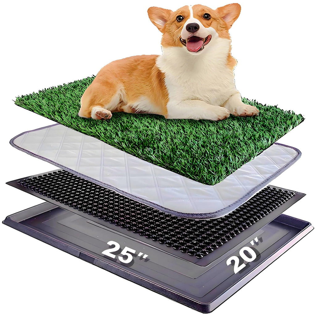 Portable Dog Grass Pad with Tray & 2 Replacement Grass Pads J319