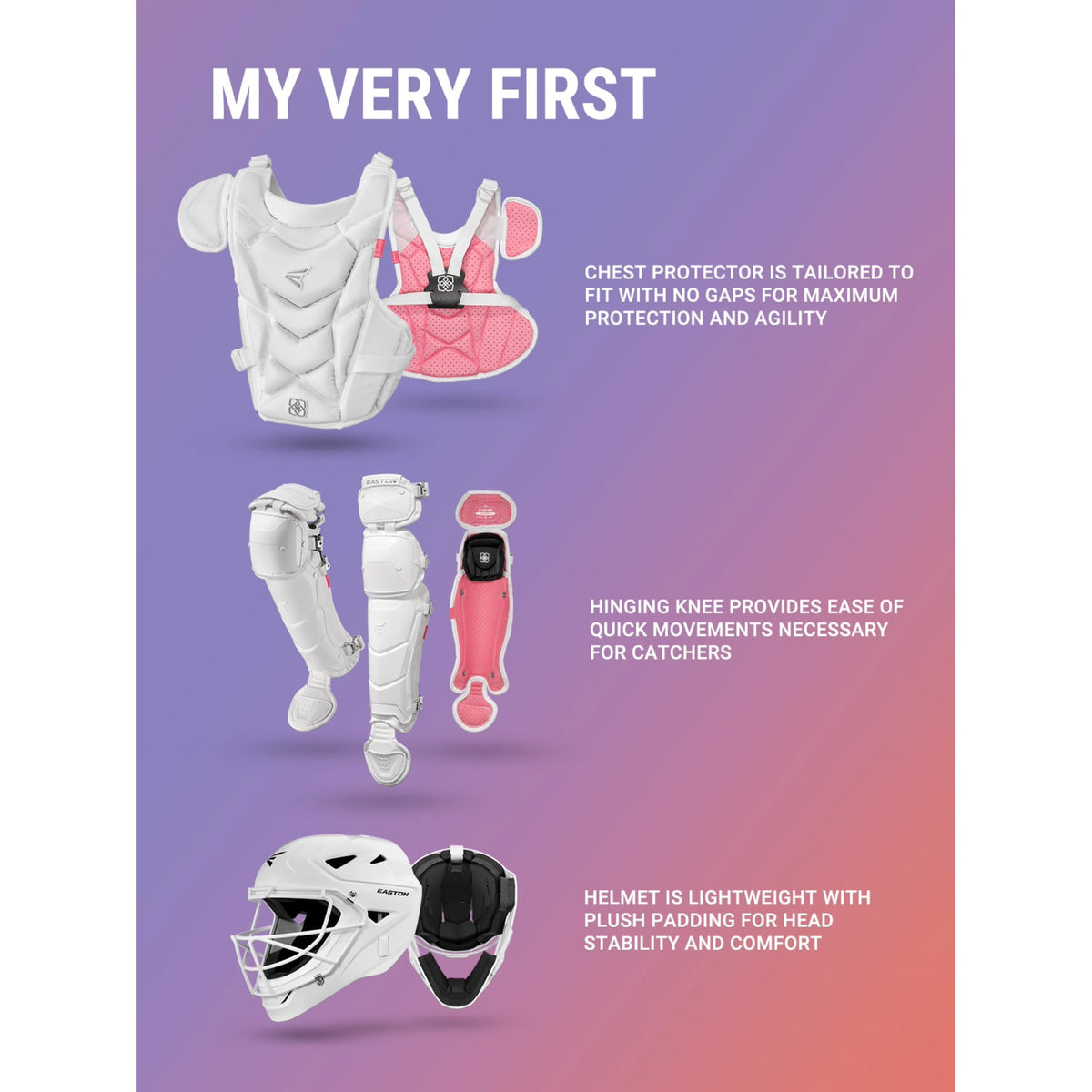 Youth Softball Catcher's Set with Helmet, Leg Guards & Chest Protector P623