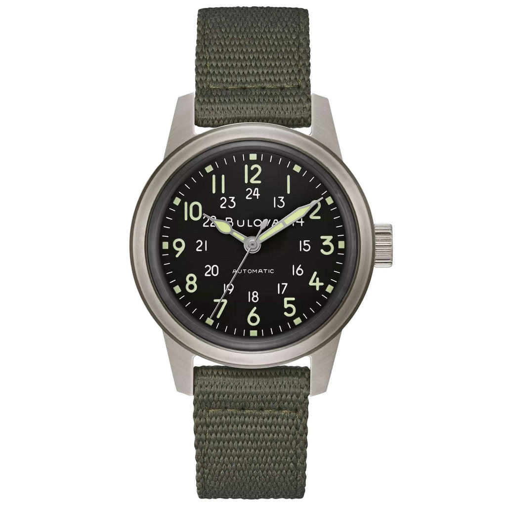 Men's Stainless Steel Automatic Watch with Green NATO Strap Y171500