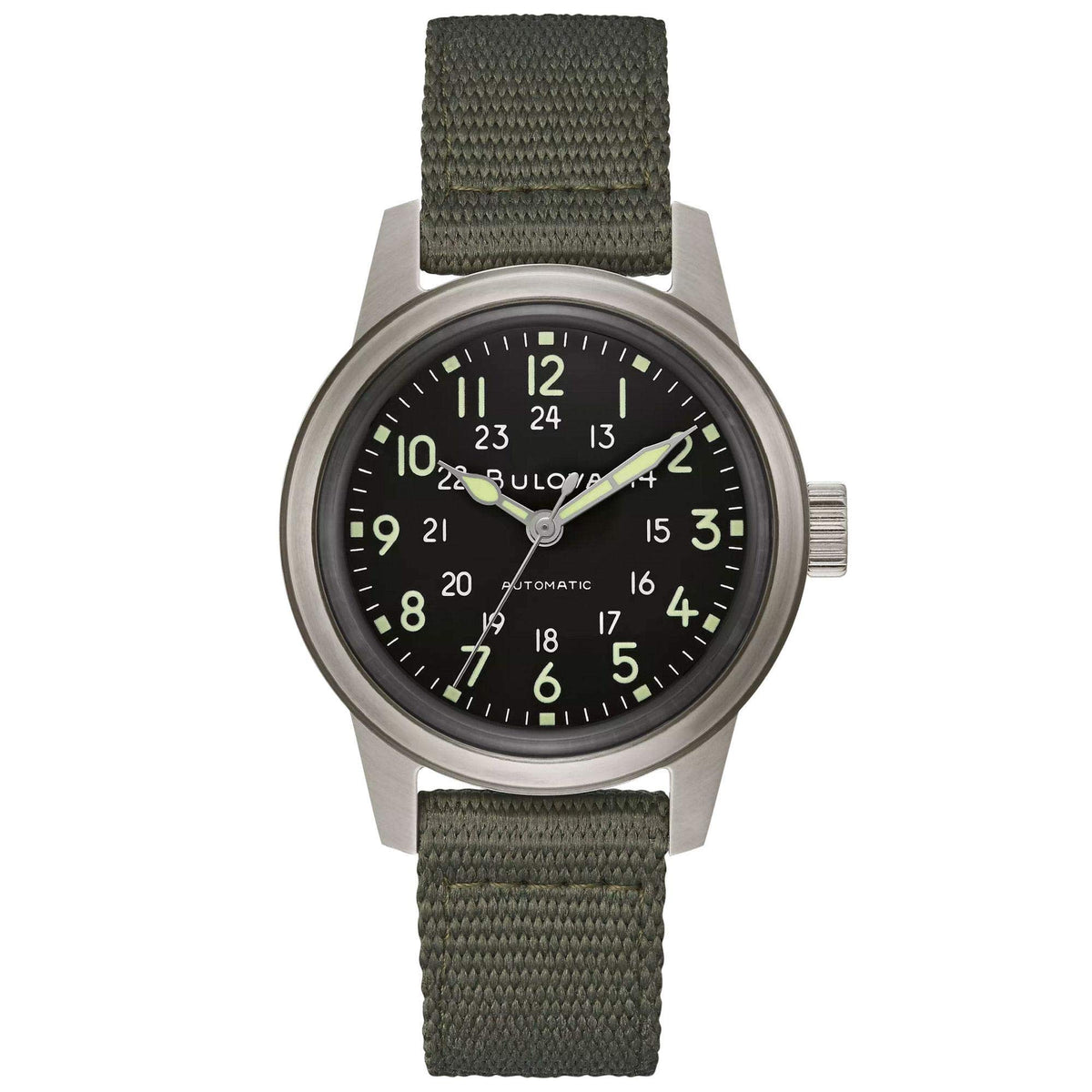 Men's Stainless Steel Automatic Watch with Green NATO Strap Y171500