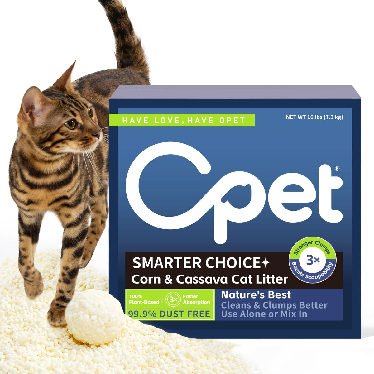 Cassava Cat Litter, Quick Clumping Plant-Based Pellets, Low Dust, 16 lb A87630