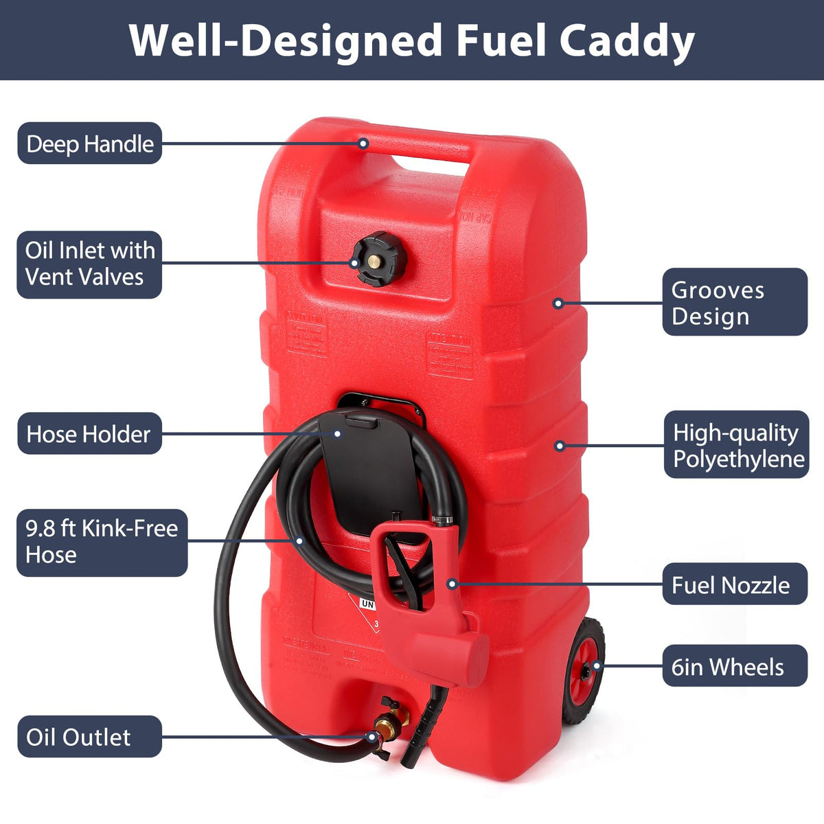 15 Gallon Portable Gas Fuel Tank Container with Pump and Hose V580229