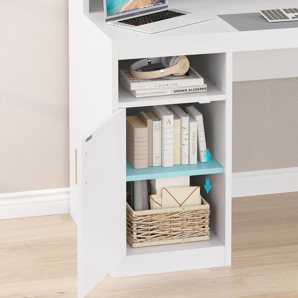 65" White Computer Desk with 3 Drawers T626614