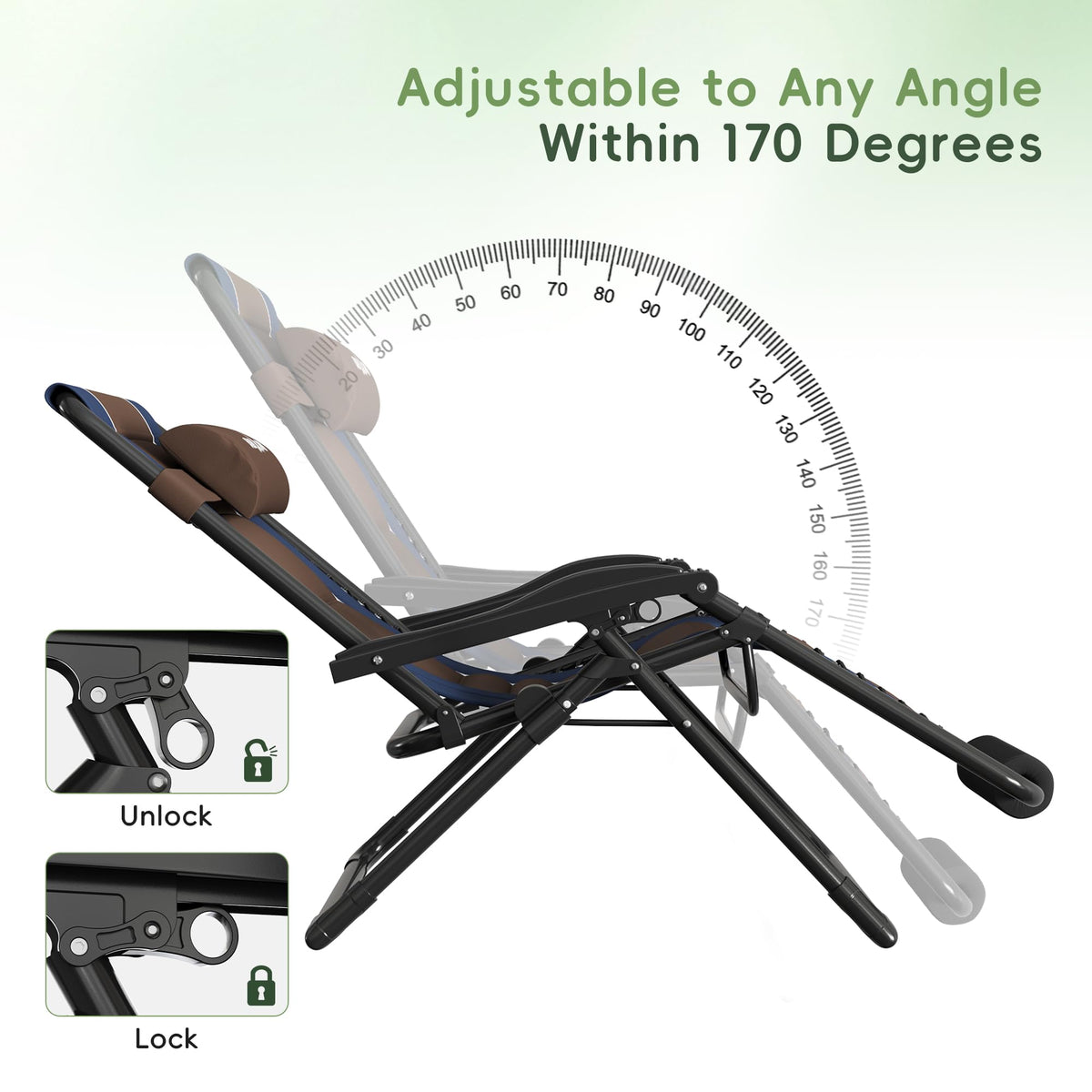 XXL Padded Zero Gravity Chairs Set of 2 Foldable Reclining Chair with Cup Holder P977727