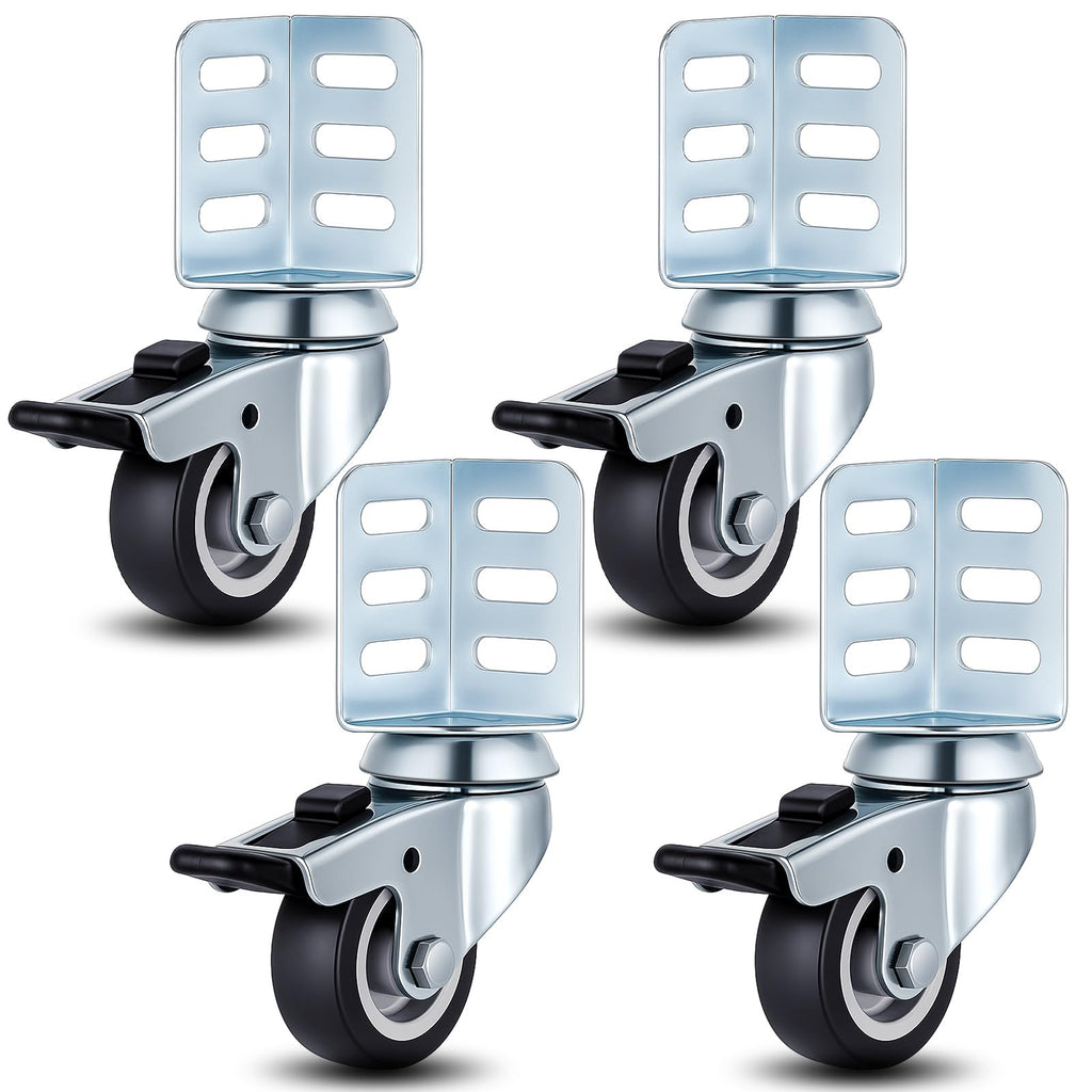 4 Pack Black Swivel Caster Wheels with Top Brake Y167