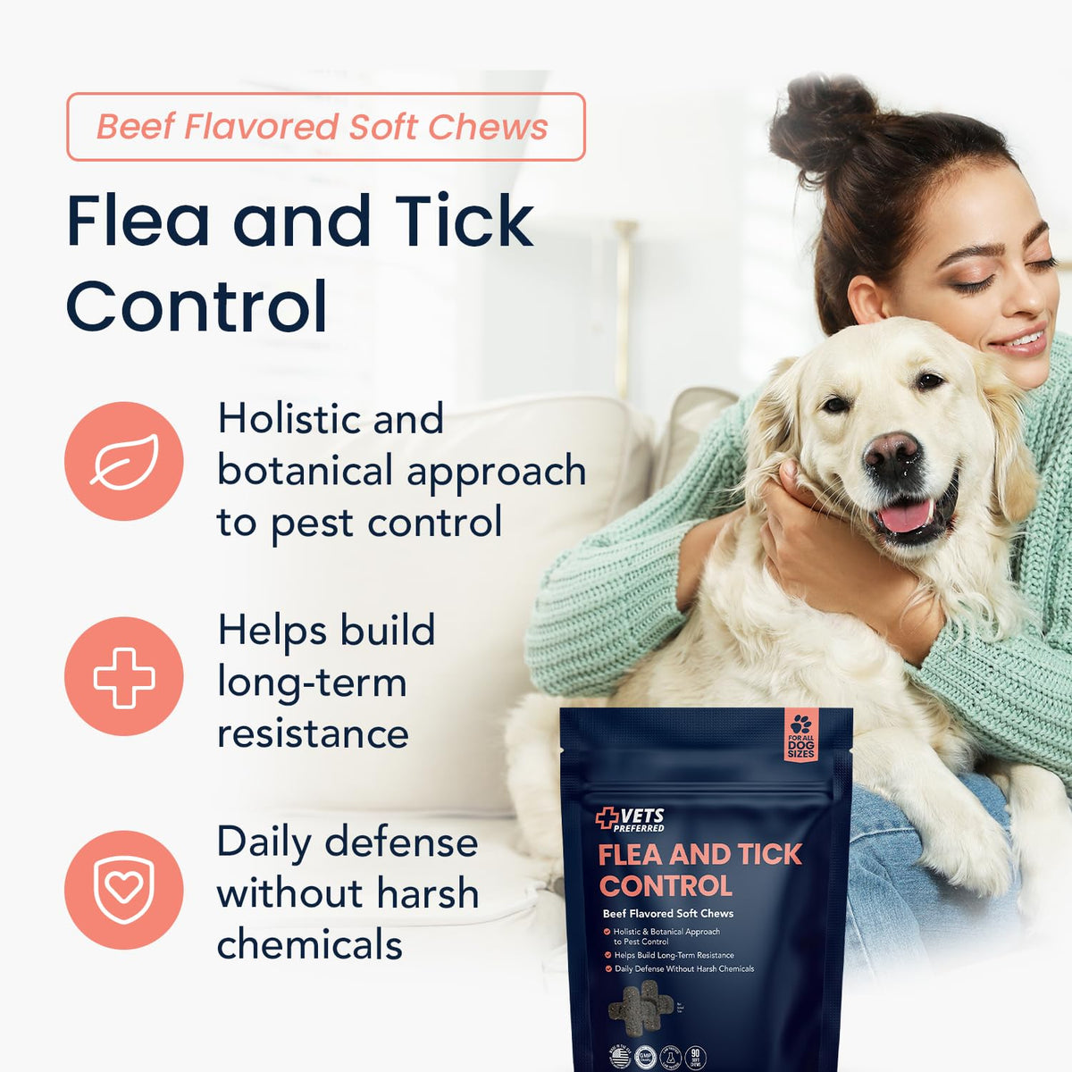 Chewable Flea and Tick Prevention for Dogs 90 Ct Z2587