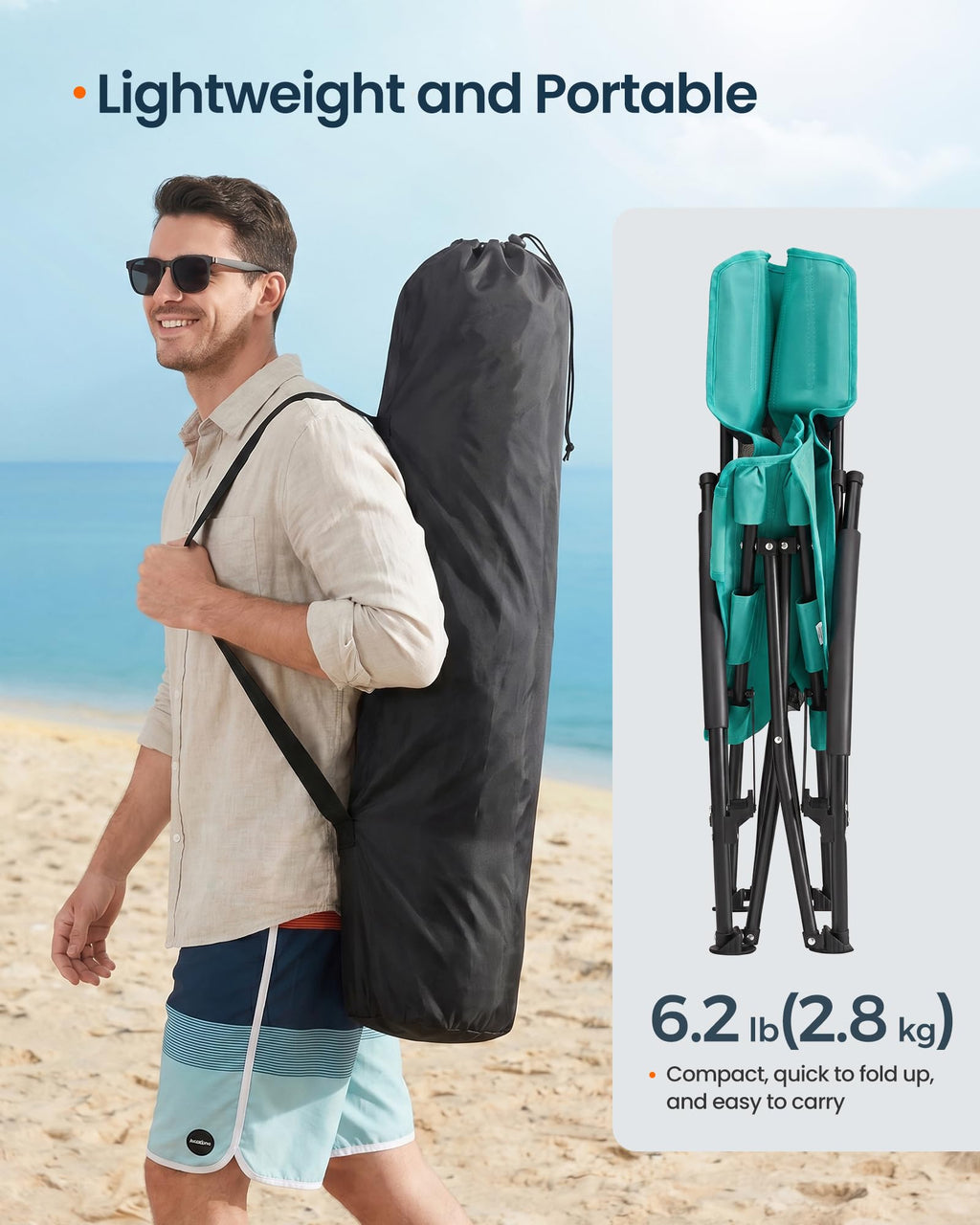 Portable Folding Camping Chair with Cup Holder, Set of 2, Green Y176
