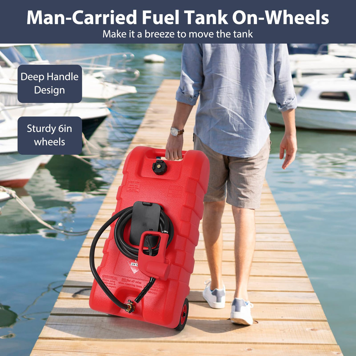 15 Gallon Portable Gas Fuel Tank Container with Pump and Hose V580229