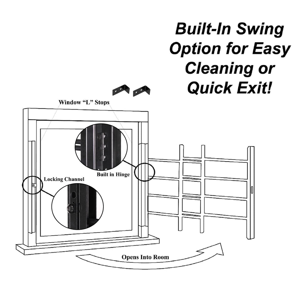 Black Adjustable Tubular Steel Window Security Bars B547