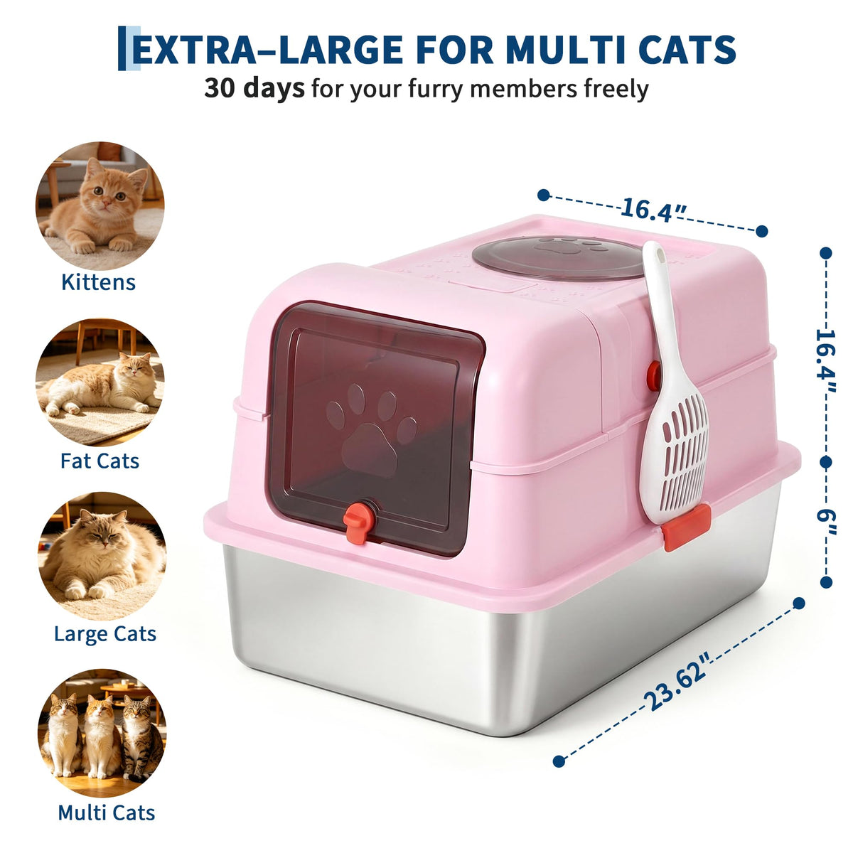 Fully Enclosed Stainless Steel Cat Litter Box with Lid R141900